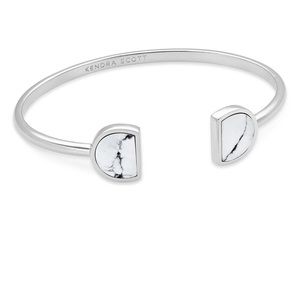 Kendra Scott Luna Cuff Bracelet White Howlite Stone Silver Tone Geometric